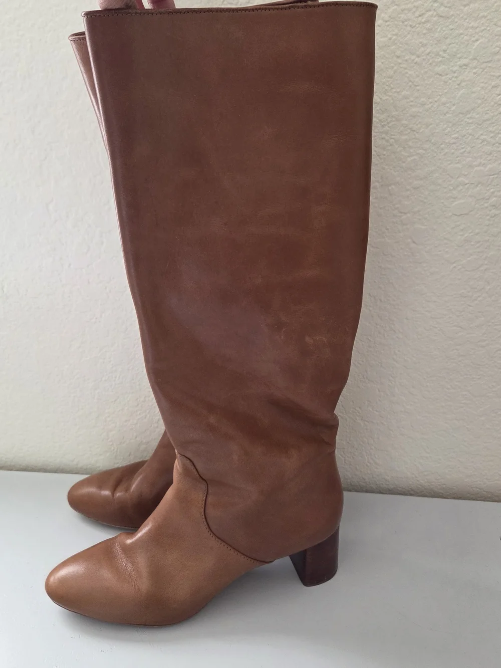 Loeffler Randall Gia Leather Tall Block Heel Boots Size 8